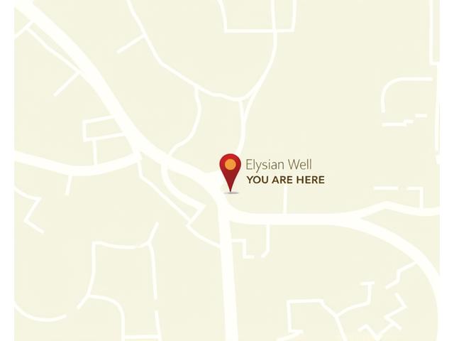 Stylized map showing Elysian Well office location in Scottsdale, Arizona, with nearby landmarks