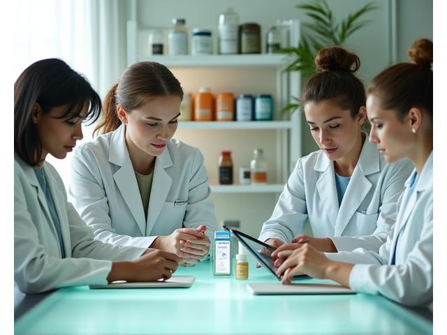 Diverse group of wellness experts reviewing product data on tablets and laptops, in a clean, modern lab-like setting, symbolizing a rigorous 5-step vetting process.