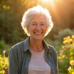 Vibrant, healthy older adult engaged in an enjoyable activity, looking joyful.