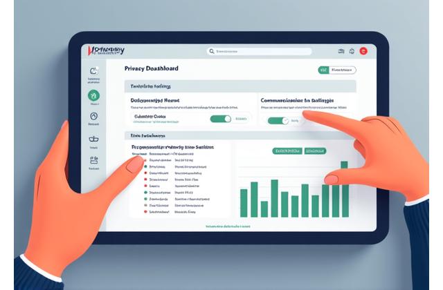 Illustration of a user-friendly privacy dashboard interface with toggles and settings for data control