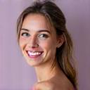 Serene woman in her late 30s, Sarah, with a calm expression, illustrating stress reduction success.